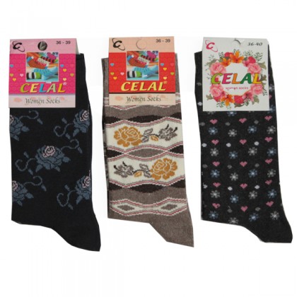 Celal Desenli 6 Adet Likralı Bayan Soket Çorap
